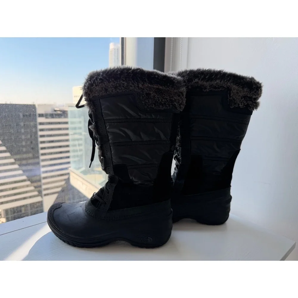 The North Face Shellista Women's Winter Boots Black Fur Lined US 8 EU 39